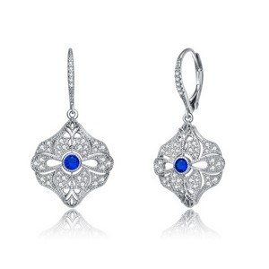 Guili Sterling Silver White Gold Plated Wreath Drop Earrings with Colored CZ, a stunning piece that adds elegance to any fashion style - 1 of 3