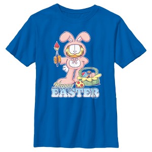 Boy's Garfield Happy Easter Bunny Ears Cat T-Shirt - 1 of 4