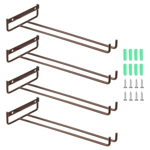 Unique Bargains Wall Mountable Under Cabinet Hanger Wine Glass Rack 4 Set - 1 of 4