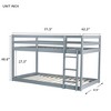 NicBex Twin/Twin Rubber Wood Bunk Bed with Safety Guardrails&Ladder,Grounded-Level Bunk Bed for Kids,Upper&Bottom Bed Platforms,400lbs Max - 3 of 4