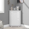 OUTSUPPLY Modern Triangle Bathroom Corner Cabinet with Adjustable Shelves, Storage Cabinet with Wooden Knobs - 2 of 4