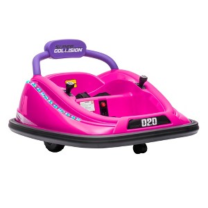 Aosom 12V Kids Bumper Car, 360° Rotation Electric Ride On Car, Twins Motor w/ Parent Remote Control, Safety Belt, LED Lights, Pink - 1 of 4
