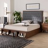 Baxton Studio Queen Jalie Fabric and Wood Platform Storage Bed: Upholstered Headboard, 4 Drawers - 2 of 4