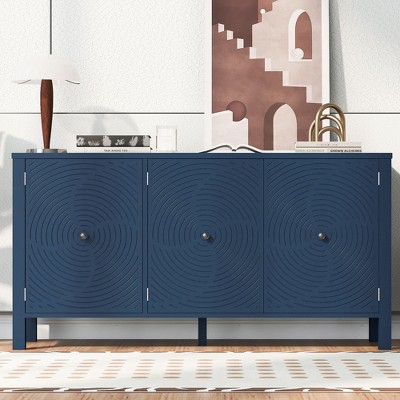 NicBex  Modern Sideboard,Kitchen Storage Cabinets with Different Pattern Design for Kitchen and Dining Room,Black/Blue