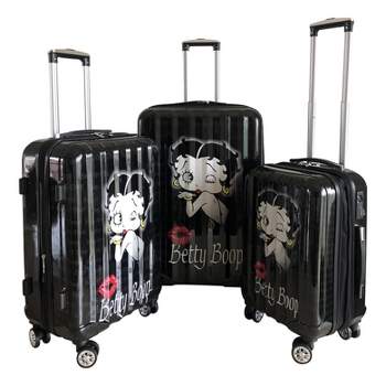 Betty Boop 3 Pieces Hard Luggage  Set 20'', 24'' & 28" With Spinner Wheels, Combination Lock & Expandable Interior Space