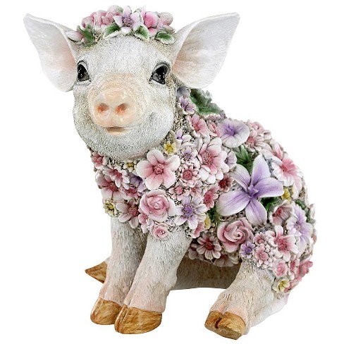 Design Toscano Flower Power Pig Farm Animal Statue : Target