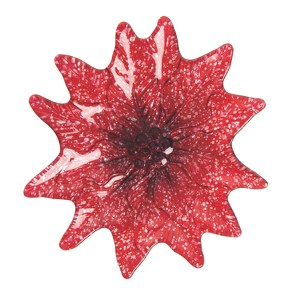 Transpac Glass 10.24 in. Red Christmas Poinsettia in Bloom Plate - 1 of 3