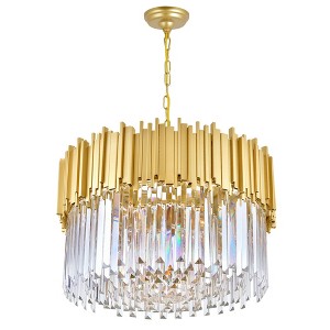 CWI Lighting,Deco 7 Light Down Chandelier With Medallion Gold Finish - 1 of 4