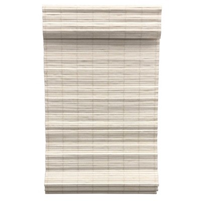 Radiance Brooklyn 29-in Cordless White Distressed Bamboo Roman Shade