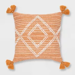 Embroidered Textured Diamond Throw Pillow Terracotta - Opalhouse™