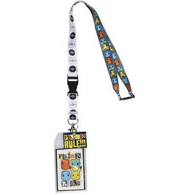  Pokemon Squirtle 007 ID Badge Holder Rubber Charm 2-Sided  Breakaway Lanyard : Office Products