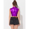 Allegra K Women's Metallic Crop Shiny Sleeveless Holographic Party Tank Tops - 3 of 4