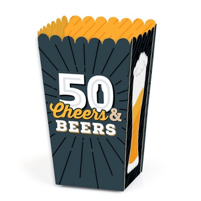 Big Dot of Happiness Cheers and Beers to 50 Years - 50th Birthday Party Favor Popcorn Treat Boxes - Set of 12