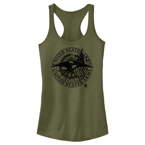 Us Army Black White Eagle Badge Racerback Tank Top - Military Green X Small : Target