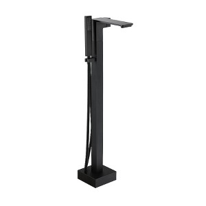 CASAINC 1-Handle Floor Mount Freestanding Tub Faucet with Square Handheld Shower in Brushed Nickel - 1 of 4