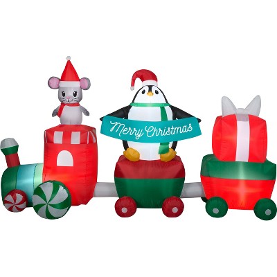 Gemmy Christmas Airblown Inflatable Christmas Train Scene, 5.5 ft Tall, Multicolored