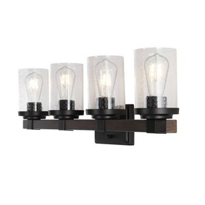 LED Iron/Seeded Glass Bungalow Farmhouse Wall Light Oil Rubbed Bronze - JONATHAN Y - 1 of 4
