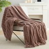 Amelie Home Soft Faux Fur Throw Blanket, Faux Rabbit Fur Striped Throw Blanket - 4 of 4