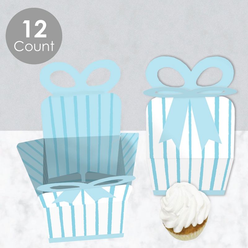 Big Dot of Happiness Blue Stripes - Square Favor Gift Boxes - Simple Party Bow Boxes - Set of 12, 3 of 9