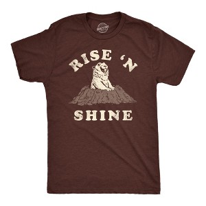 Mens Funny T Shirts Rise N Shine Ground Hogs Day Graphic Tee For Men - Crazy Dog Men's T Shirt - 1 of 4