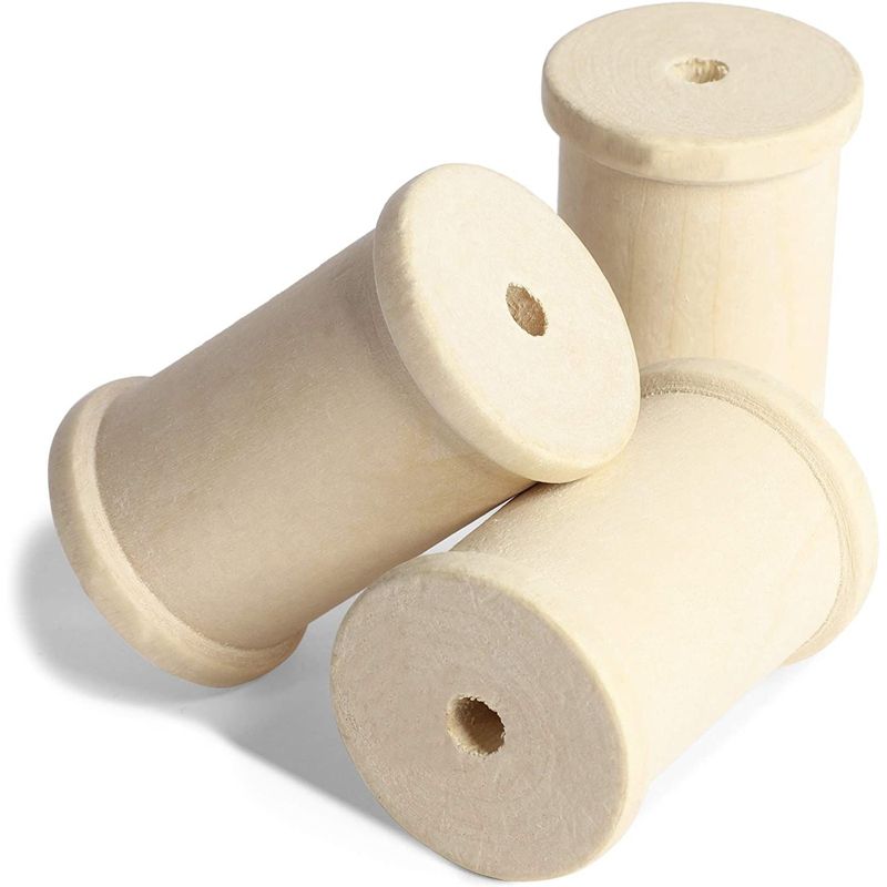 40 Pack Wood Spools 1.37" x 2", Splinter-Free Wooden Thread Spools for Unfinished DIY Wood Craft Projects and Wire Sewing, 3 of 6