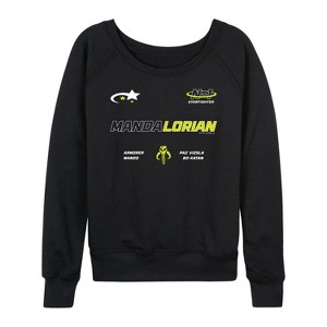Women's - Star Wars - The Mandalorian Mando Jersey Lightweight French Terry Wide Neck Long Sleeve Graphic Shirt - 1 of 4