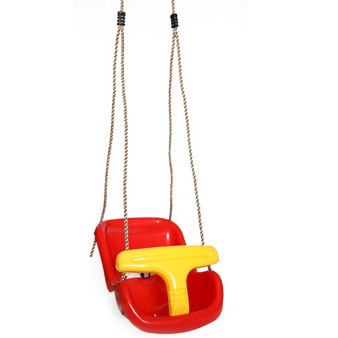 Playberg Red Plastic Baby And Toddler Swing Seat With Hanging Ropes Target