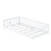 YOOCOZZ Queen Size Rubber Wood Floor Bed with Fence,Door and Safety Guardrails - 4 of 4