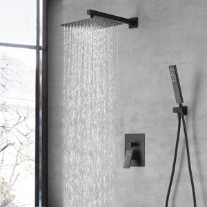 PAGED Shower Faucet Set Wall Mounted Rain Shower Head with 10" Rainfall Shower Head and Handheld Shower Faucet for Bathroom, Restroom - 1 of 4