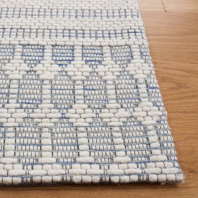Navy and Ivory Flat Woven Wool 8' x 10' Rug