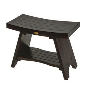 DecoTeak® Serenity® 24" Teak Wood Shower Bench with Shelf in Woodland Brown Finish - 1 of 4