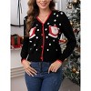 Clearlove Festive Christmas Candy Cane Santa Cardigan Sweater for Women Cheerful Holiday Knitwear - 2 of 4