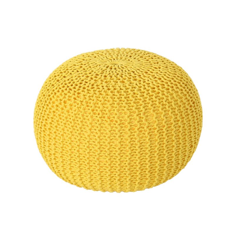 Abena Modern Knitted Cotton Round Pouf - Christopher Knight Home, 1 of 10