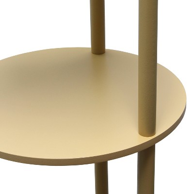 Modern Tan 62.5" Shelf Etagere Floor Lamp with USB Charging Ports