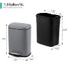 Stainless Steel Trash Can with Lid – Soft Close Step-On Pedal, Fingerprint-Resistant, Ideal for Kitchen or Bathroom - 2 of 4