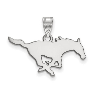 Black Bow Jewelry 14k White Gold Southern Methodist Mustangs NCAA Medium Pendant