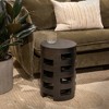 Storied Home Round Mindi Wood Stool with Textured Surface, Black - 2 of 4