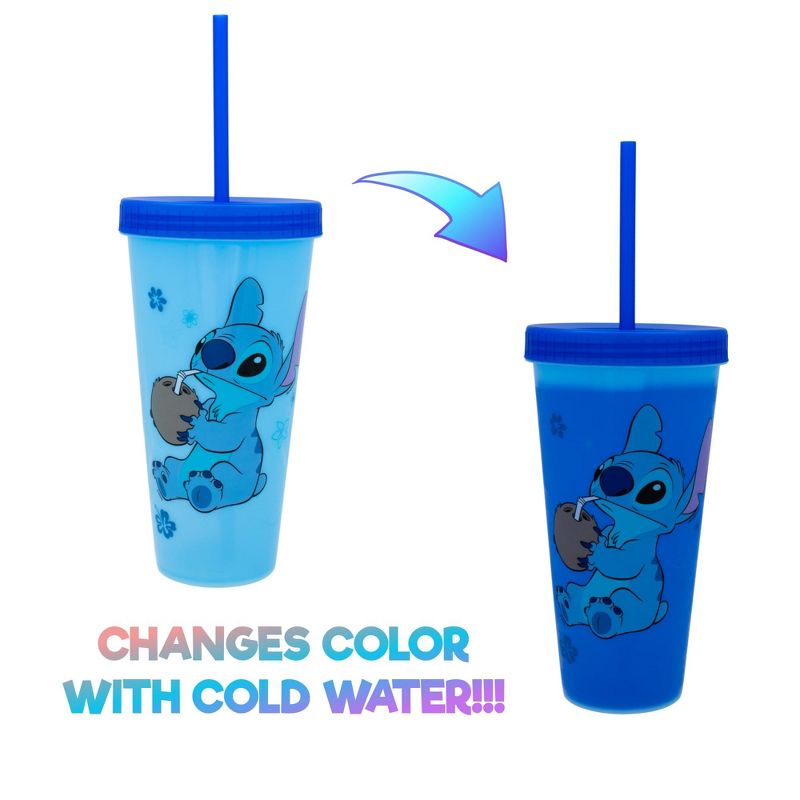 Silver Buffalo Disney Lilo & Stitch Cool Coconut Color-Changing Plastic Tumbler | 24 Ounces, 2 of 7
