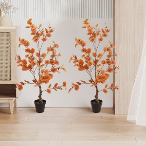 Nasitip Artificial Fall Eucalyptus Tree Thanksgiving Decor, Artificial Tree Decor For Porch Fireplace Front Indoor Party Decoration - 1 of 4