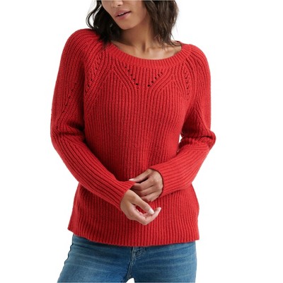 Lucky Brand Womens Pointelle Pullover Sweater