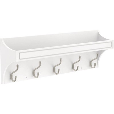 Franklin Brass 28" Classic Arch Trayed Decorative Hook Rack Pure White/Nickel