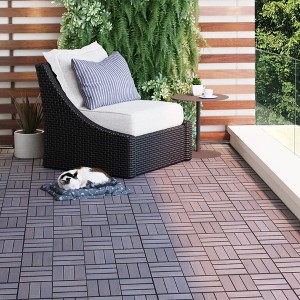 Racxily 30 PCS Interlocking Deck Tiles Checker Pattern, 12" x 12" Light Gray Square Acacia Hardwood Outdoor Flooring for Patio, Bancony£¬ Gray - 1 of 4