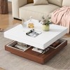NicBex  Square 360-Degree Rotating Coffee Table with 3 Detachable Tray,2-Tier Center Table with Storage for Living Room - 2 of 4