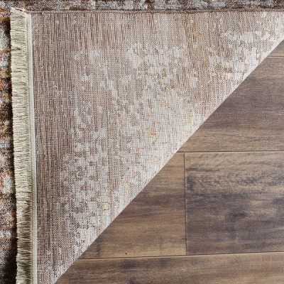 Large Rectangular Brown and Multi Synthetic Persian Rug