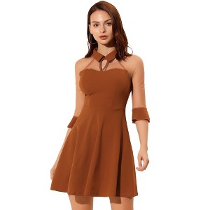 INSPIRE CHIC Women's Keyhole Mesh Sheer Half Sleeve Retro Gothic Cocktail Party Vintage Dress - 1 of 4