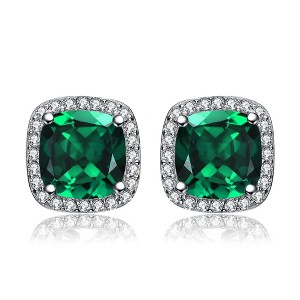 Guili Sterling Silver White Gold Plated Earrings with Colored Square CZ Stones, A Timeless, Chic, and Elegant Addition to Your Jewelry Collection - 1 of 4