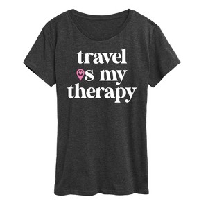 Women's - Instant Message - Travel Is My Therapy Short Sleeve Graphic T-Shirt - 1 of 4