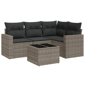 vidaXL Garden Sofa Set Grey PE rattan Large Modular Garden Sofa Set - 1 of 4