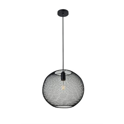 Elegant Black Iron Globe Pendant Light with Adjustable Height