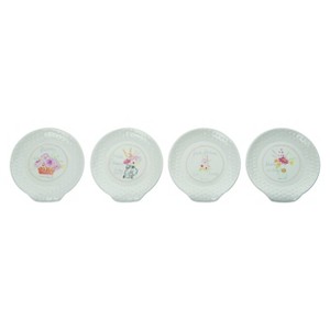 Transpac Ceramic Floral Market Spoon Rest Set of 4 Spring Home Decorations - 1 of 1